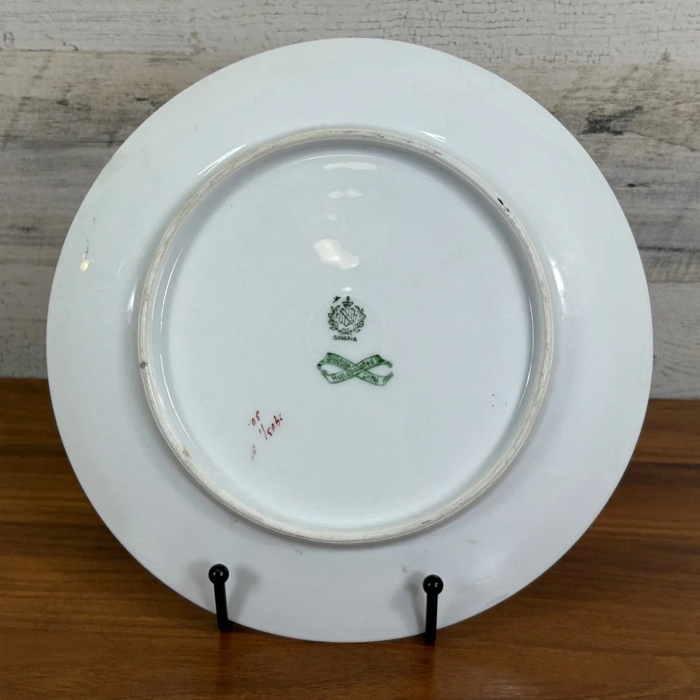 Antique Bavarian Germany 1915 Tirschenreuth‎ Porcelain Dinner Plate Signed 8.5
